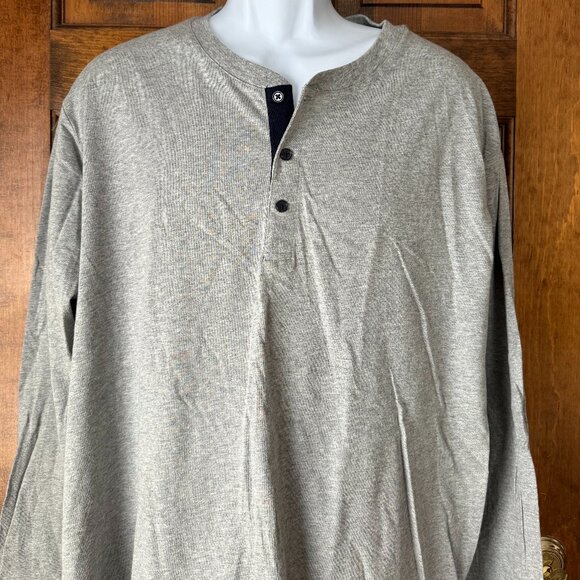 Merona Gray Henley Long Sleeve Tee XX-Large - Picture 2 of 11